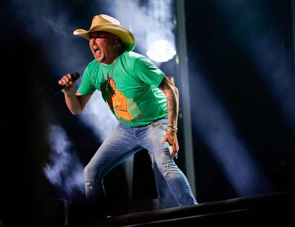 Jason Aldean performs during CMA Fest at Nissan Stadium early in the morning on Saturday, June 10, 2023, in Nashville, Tennessee.