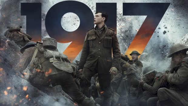 <p>Universal Pictures</p><p>Based on stories that director Sam Mendes’s grandfather told him, the film follows two young British soldiers during World War I, played by George MacKay and Dean-Charles Chapman, as they cross the dangerous no man’s land to deliver an important message. Mendes follows the soldiers through trenches and across dangerous terrain, with the standout shot coming as MacKay’s character <a href="https://www.youtube.com/watch?v=WYCo-3pw52o" rel="nofollow noopener" target="_blank" data-ylk="slk:runs across a field in the middle of battle;elm:context_link;itc:0;sec:content-canvas" class="link ">runs across a field in the middle of battle</a>, avoiding explosions at every turn. What makes this war film so unique is that the entire film is presented in two long shots with only one cut, coming around the 65-minute mark of the movie. The production team used seamless editing and hidden match cuts to present the film as if it were continuous. Mendes wanted the audience to feel like they were right there with the characters, and all the action takes place over real time during the story.</p>