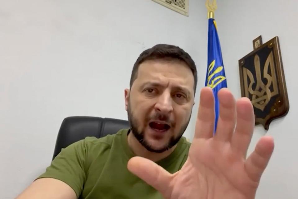 Ukrainian President Volodymyr Zelensky in his latest video address (AP)