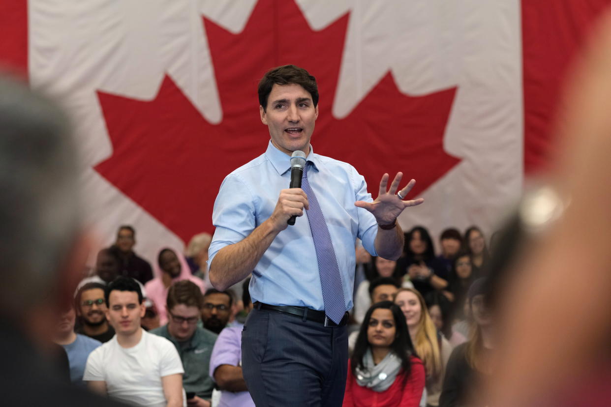 Justin Trudeau answers questions at a town hall event (CP)