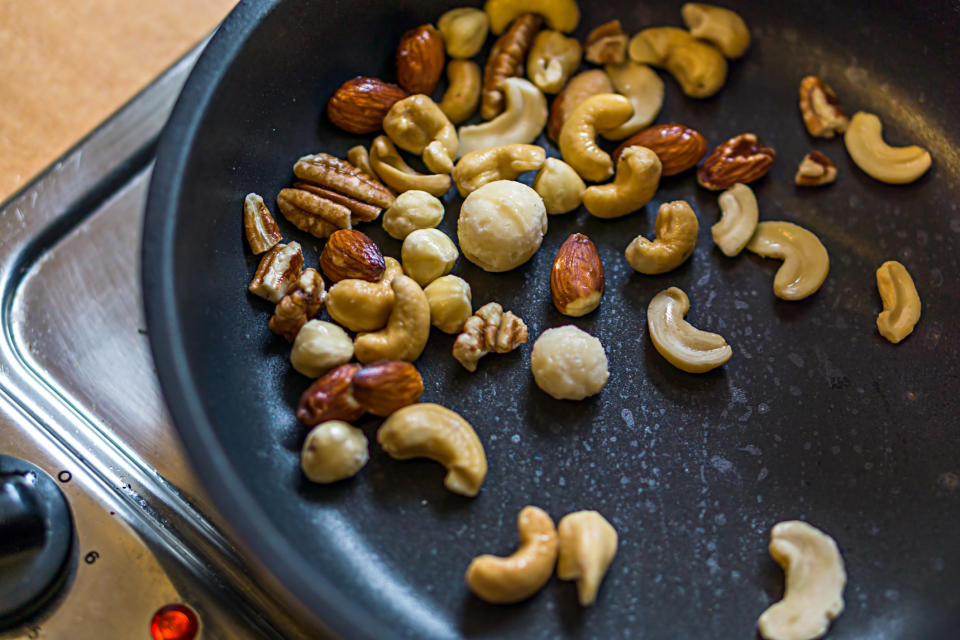 toasted nuts on a pan