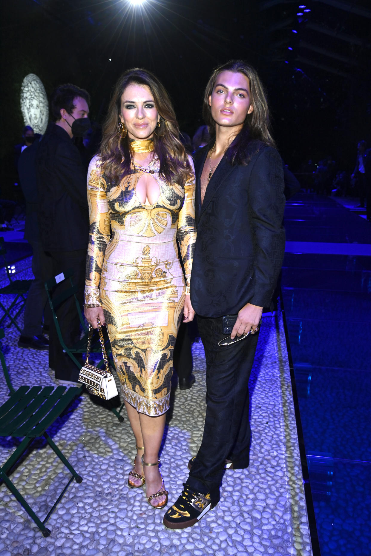 Damian Charles Hurley and Elizabeth Hurley Versace Milan Fashion Week