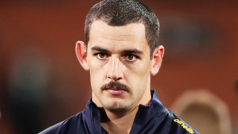 Adelaide Crows forward Taylor Walker has been banned for six matches after he was overheard directing a racial slur at a player while spectating a SANFL match in July. (Photo by Sarah Reed/AFL Photos via Getty Images)