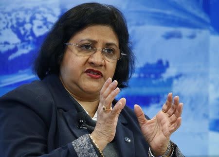 Arundhati Bhattacharya, Chairman of the State Bank of India attends the World Economic Forum (WEF) annual meeting in Davos, Switzerland January 19, 2017. REUTERS/Ruben Sprich/Files