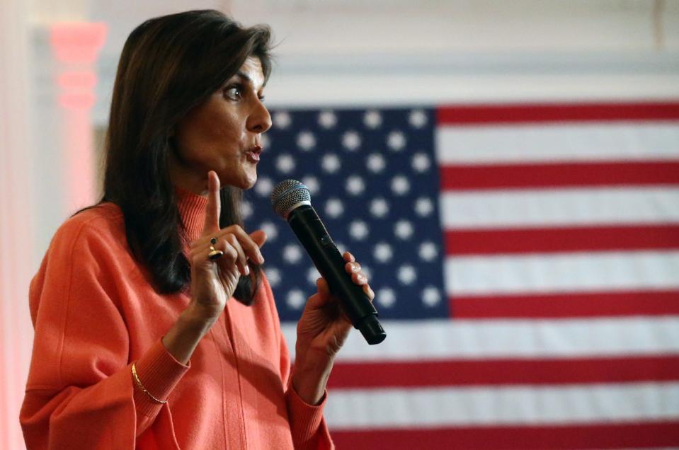 Presidential candidate Nikki Haley holds a town hall event at the Omni Mt. Washington Hotel & Resort in Bretton Woods Jan. 16, 2024.