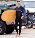 <p>Colin Jost is in great spirits after a fun surfing session on Wednesday in The Hamptons, New York.</p>