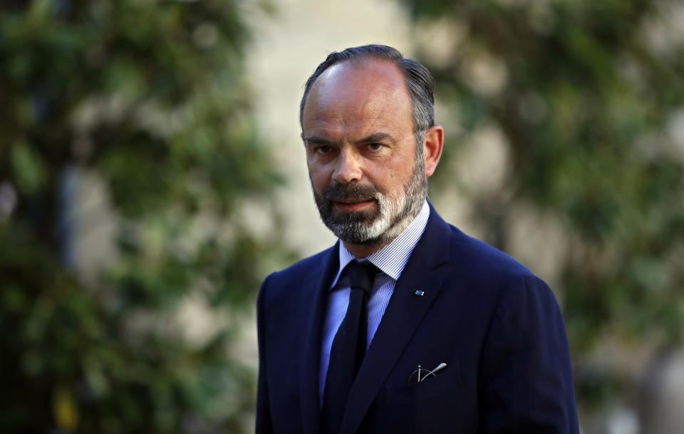 FILE - In this May 20, 2020 file photo, French Prime Minister Edouard Philippe arrives for a meeting in Paris. A new French prime minister will be appointed on Friday to replace Edouard Philippe, who has resigned amid an expected government reshuffle, the French presidency announced. (Thomas Coex, Pool via AP)