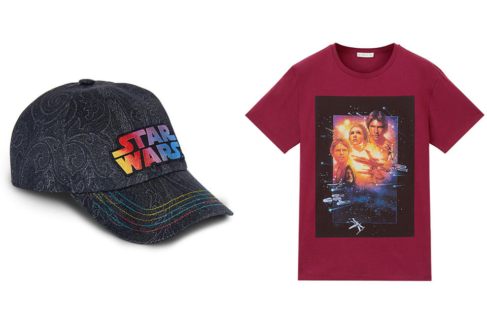 A baseball cap and t-shirt from the Star Wars x Etro collaboration.