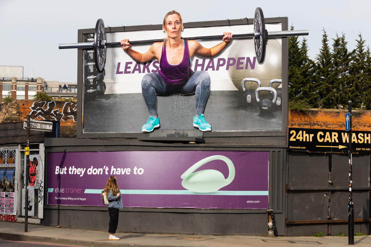 A 20ft billboard is encouraging women to speak more openly and honestly about incontinence.(David Parry/PA Wire)