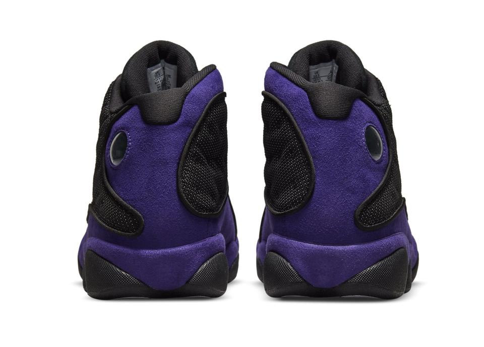 The heel’s view of the Air Jordan 13 “Court Purple.” - Credit: Courtesy of Nike