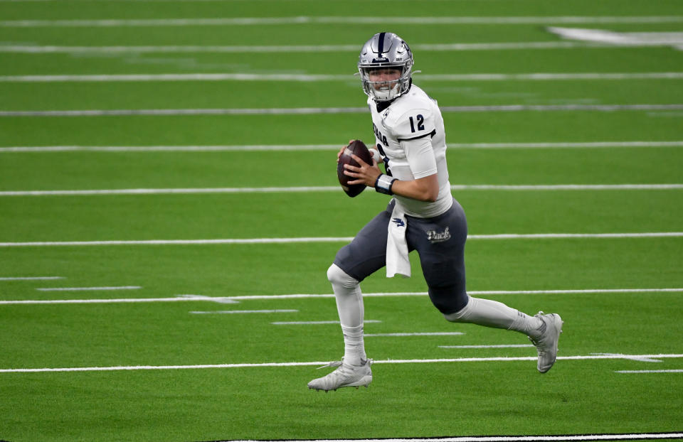 Nevada quarterback Carson Strong has a terrific test at Kansas State this weekend. (Photo by Ethan Miller/Getty Images)