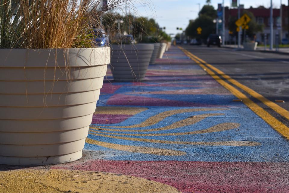 A street art project near the Children's Museum in Tucson, Arizona, conducted in collaboration between Living Streets Alliance and the Tucson DOT funded in part by a Bloomberg Philanthropies' Asphalt Art Initiative grant.