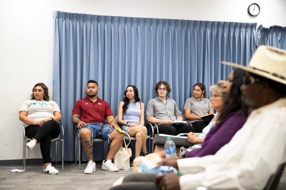 Community members discuss ways to hold police accountable during NM CAFé's A Discussion: Police Reform and Accountability event at Thomas Branigan Memorial Library on Tuesday, June 7, 2022.
