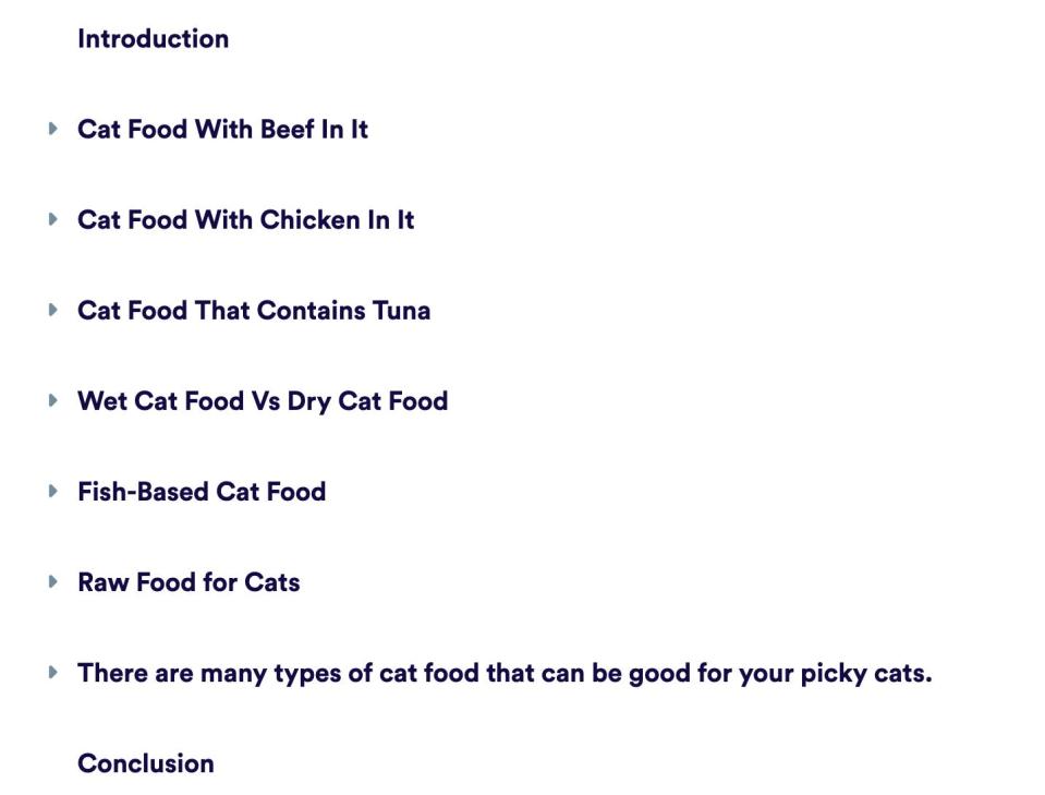 Cat food results