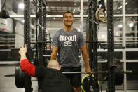 WWE wrestler Bin Wang of China works out with trainer Sean Hayes at the WWE Performance Center in Azalea Park, Florida , December 1, 2016. REUTERS/Scott Audette