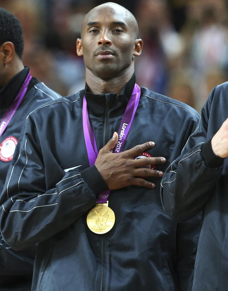 Abroad, Bryant won two gold medals for Team USA, at the 2012 London games (pictured) and 2008 Beijing games.