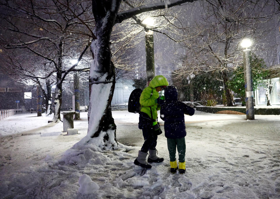 日本氣象廳5日針對東京等9個都縣的全境或局部地區發布大雪警報，由於雪勢6日清晨趨緩警報已陸續解除。（路透社）
