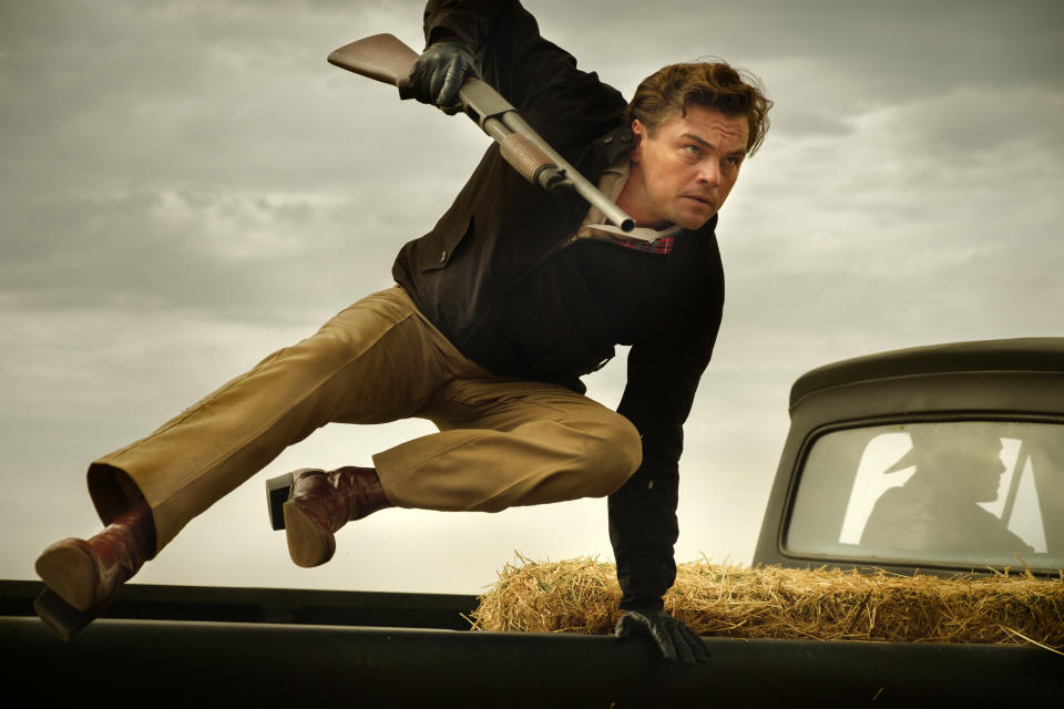 This image released by Sony Pictures shows Leonardo DiCaprio in Quentin Tarantino's "Once Upon a Time ... in Hollywood." (Andrew Cooper/Sony-Columbia Pictures via AP)