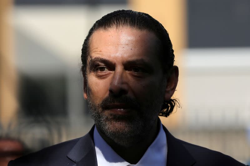 FOTO DE ARCHIVO: El ex primer ministro libanés, Saad Hariri, ante los medios de comunicación después de una sesión del Tribunal del Líbano, en Leidschendam, Países Bajos, el 18 de agosto de 2020