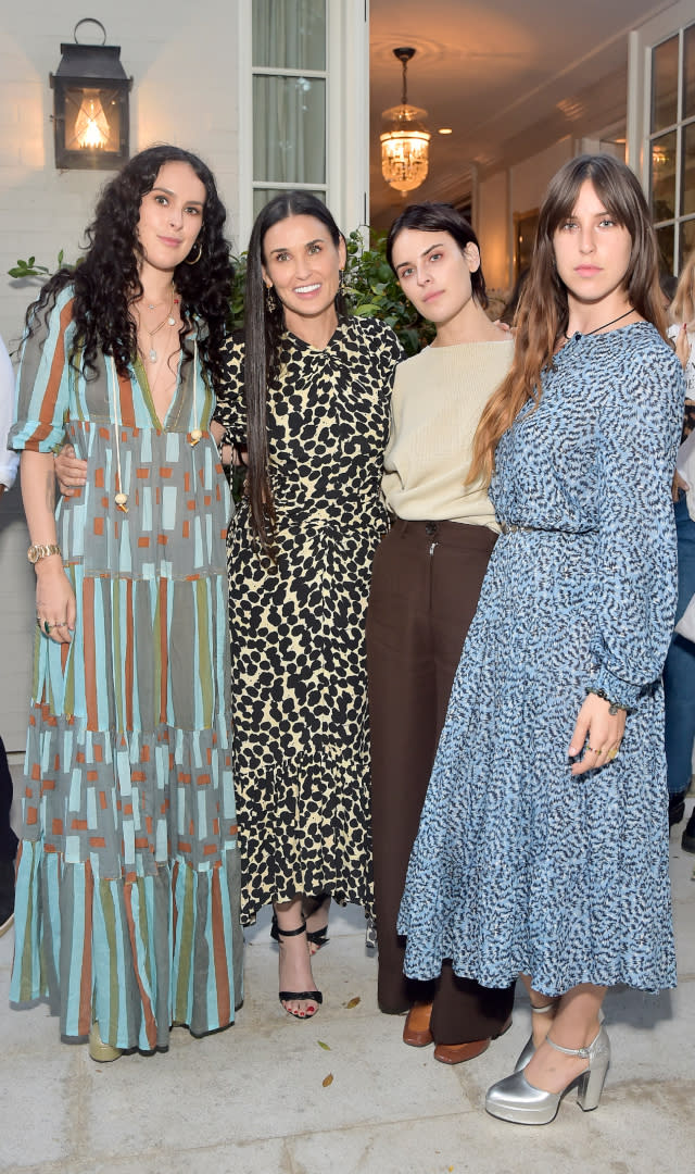 LOS ANGELES, CALIFORNIA – SEPTEMBER 23: (L-R) Rumer Willis, Demi Moore, Tallulah Willis and Scout Willis attend Demi Moore’s ‘Inside Out’ Book Party on September 23, 2019 in Los Angeles, California. <em>Photo by Stefanie Keenan/Getty Images for goop.</em>