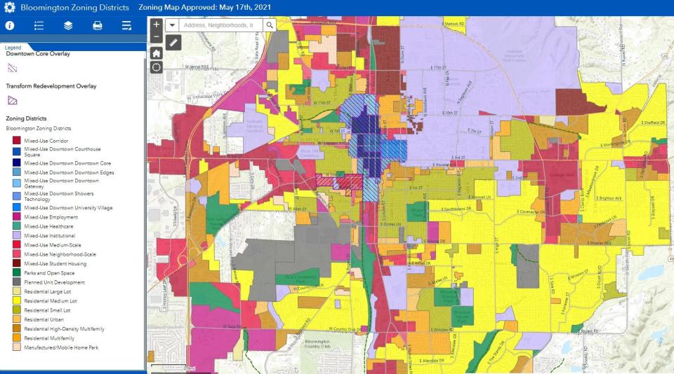 Bloomington zoning districts.