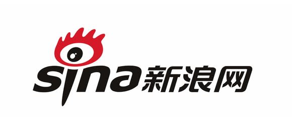 Sina text logo in black and red.