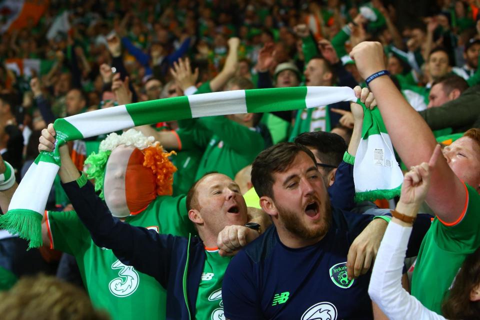 Marching on: Ireland booked their spot in the play-offs with a 1-0 win in Wales: AFP/Getty Images