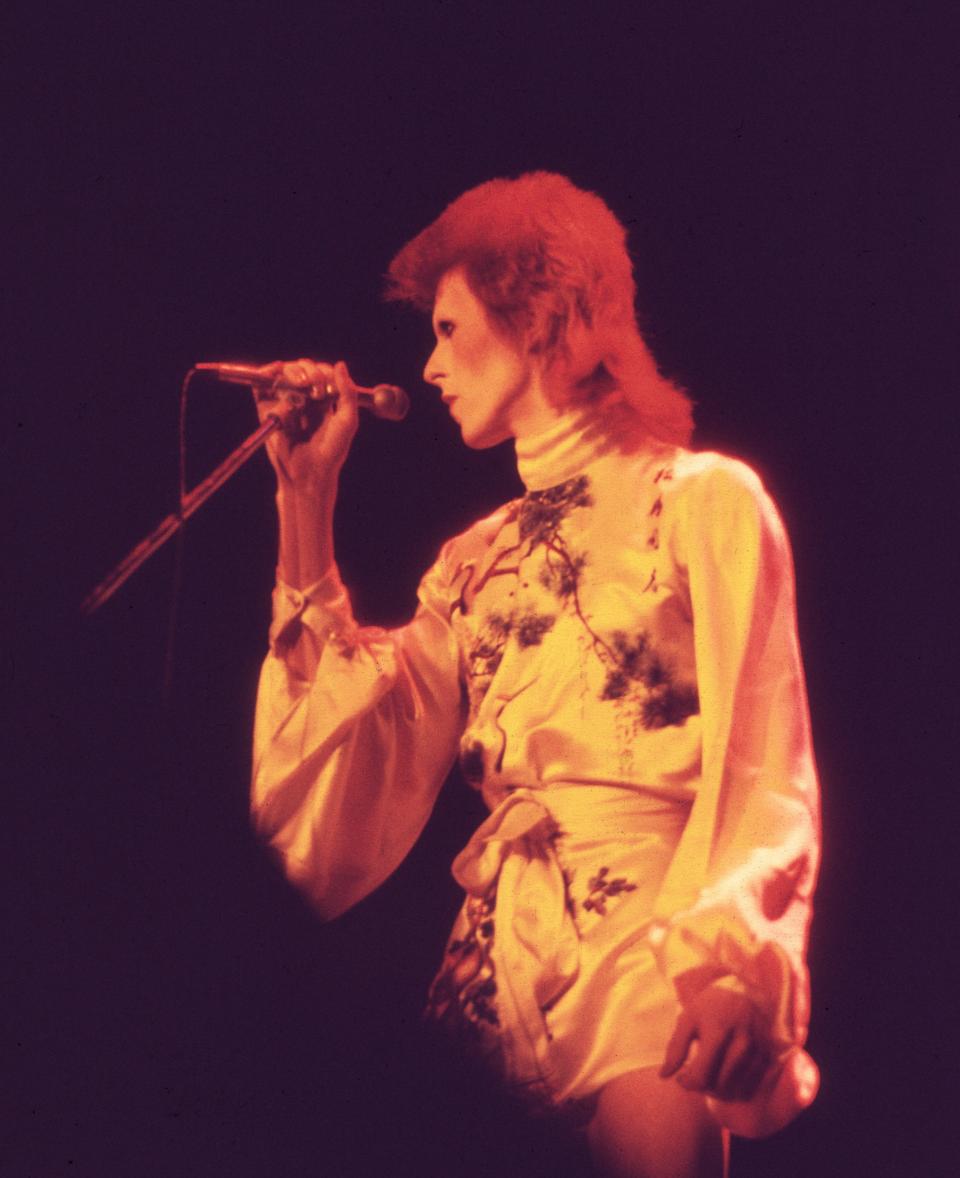 David Bowie as Ziggy Stardust in London, 1973.