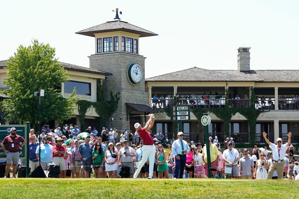 Matt Wallace tees off on the 10th hole Friday at the Memorial.