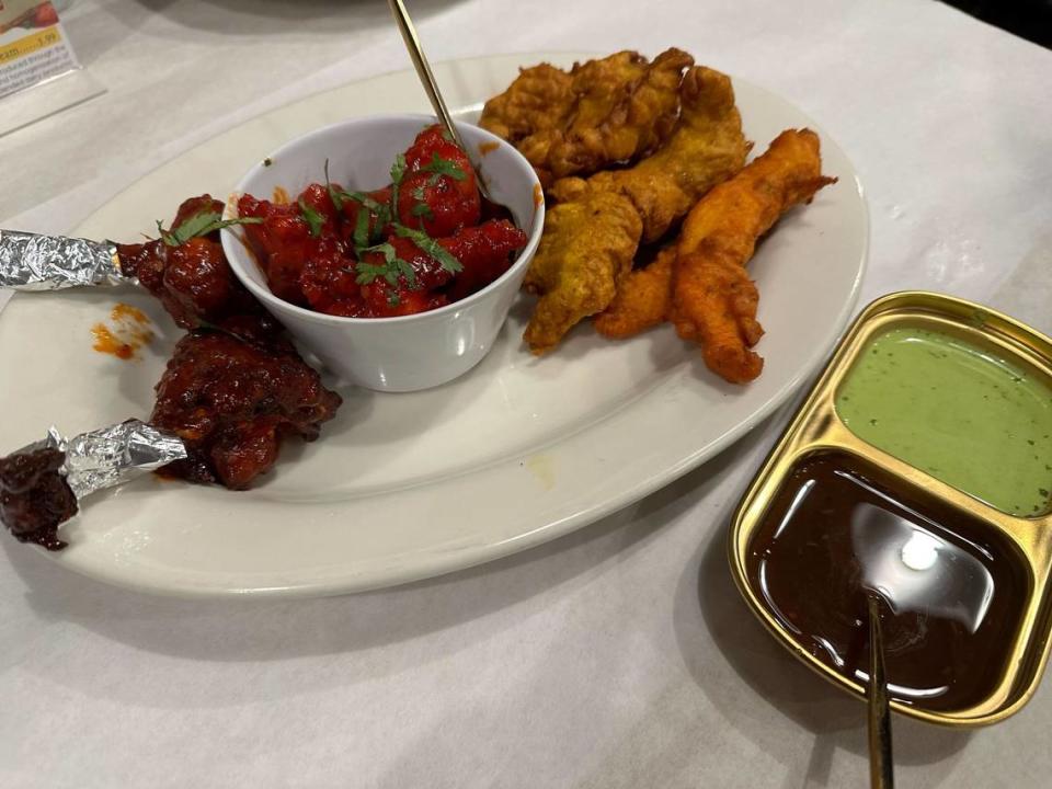 The non-veg sampler from Indian Delight in Ocean Springs, Mississippi.