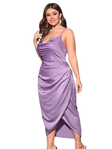 23) Plus-Size Satin Cowl Neck Dress