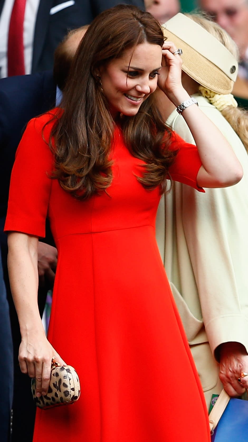 Kate Middleton's surprising leopard print bag with fiery red dress at ...