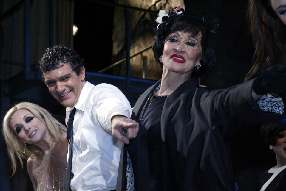 Left to right: Jane Krakowski, Antonio Banderas and Chita Rivera take their Curtain Call at the Opening Night for The Roundabout Theater Company Production of 