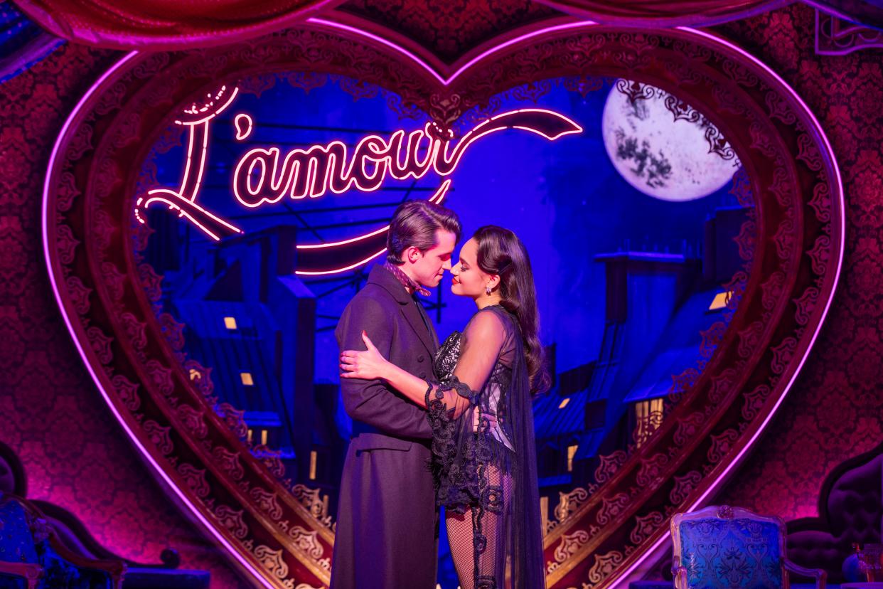 Christian Douglas, left, and Gabrielle McClinton play would-be lovers in the North American tour of “Moulin Rouge! The Musical.”