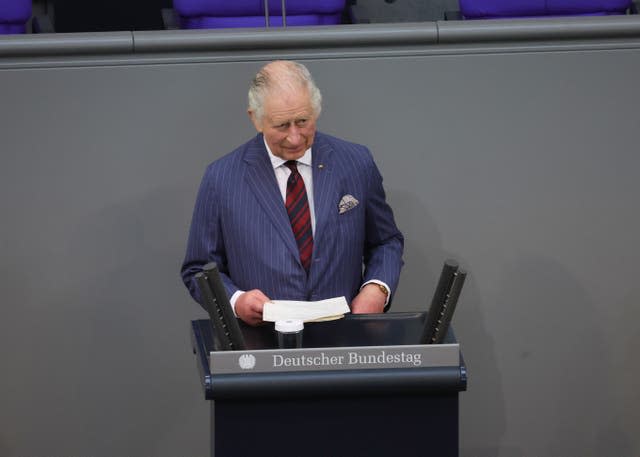 The King's speech to the Bundestag (Chris Jackson/PA)