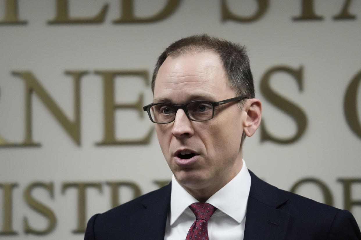 Kevin G. Ritz, U.S. Attorney for the Western District of Tennessee, delivers a statement in response to the investigation of the death of Tyre Nichols, who died after being beaten by Memphis police officers, in Memphis, Tenn., Wednesday, Jan. 25, 2023. (AP Photo/Gerald Herbert)