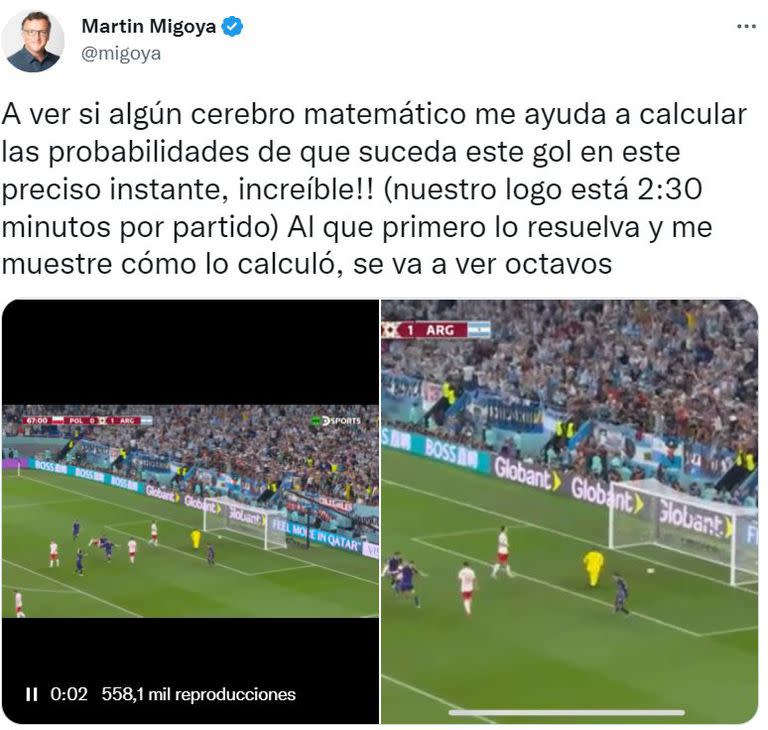 La publicación de Martín Migoya acerca del gol de Julián Álvarez