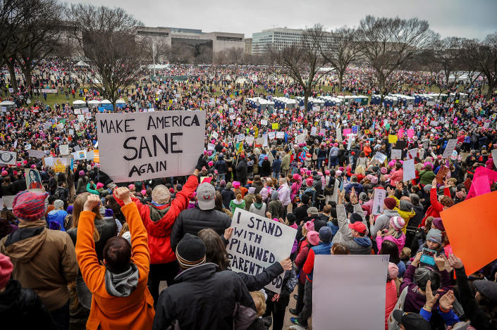 <p>Thousands of demonstrators gather in the Nation’s Capital for the Women’s March on Washington to protest the policies of President Donald Trump. January 21, 2017. (Photo: Mary F. Calvert for Yahoo News) </p>