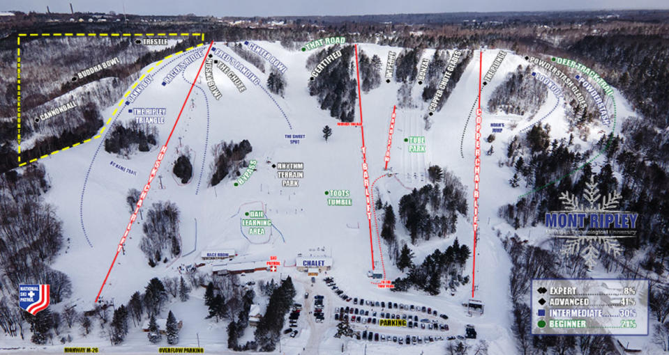 Mont Ripley Ski Area Trail Map<p>Mont Ripley Ski Area</p>