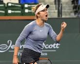 Mar 15, 2019; Indian Wells, CA, USA; Elina Svitolina (UKR) reacts during her semifinal match against Bianca Andreescu (not pictured) in the BNP Paribas Open at the Indian Wells Tennis Garden. Mandatory Credit: Jayne Kamin-Oncea-USA TODAY Sports