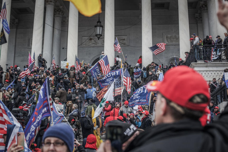 Trump supporters take the steps on the east side of the US Capitol building on January 06, 2021 in Washington, DC.<span class="copyright">NurPhoto via Getty Images—Shay Horse/NurPhoto</span>