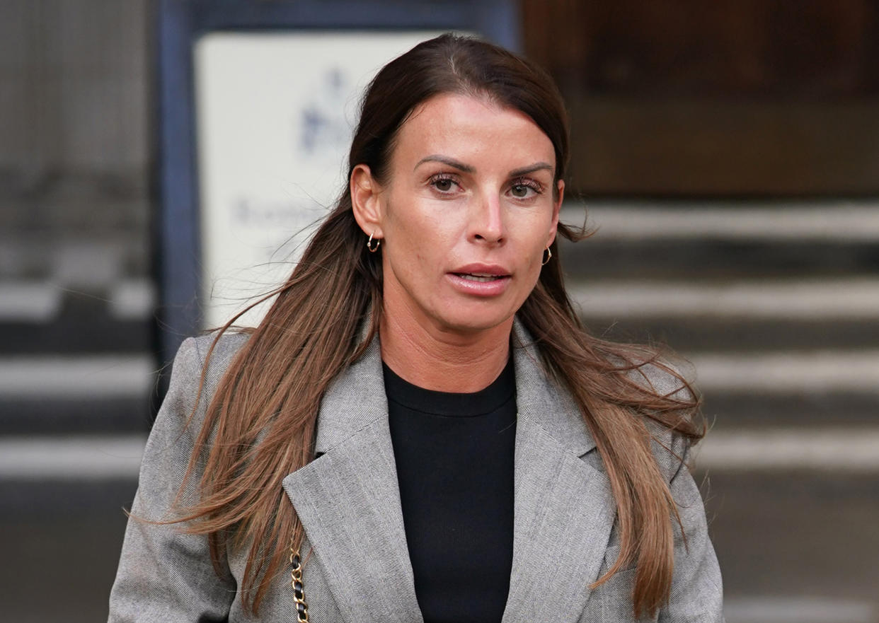 Coleen Rooney leaving the Royal Courts Of Justice, London, as the high-profile libel battle between Rebekah Vardy and Coleen Rooney continues. Picture date: Monday May 16, 2022.