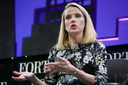 Marissa Mayer, President and CEO of Yahoo, participates in a panel discussion at the 2015 Fortune Global Forum in San Francisco, California November 3, 2015. REUTERS/Elijah Nouvelage