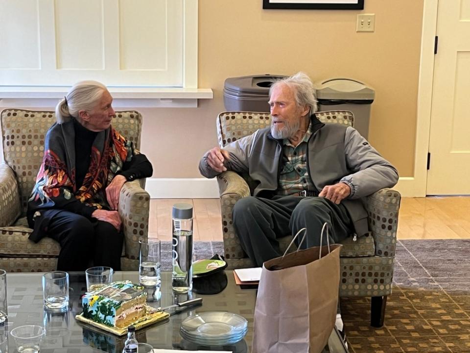 Clint Eastwood, 93, talks with Jane Goodall at an event in Carmel-by-the-Sea March 24. Obtained by The New York Post/Page SIx