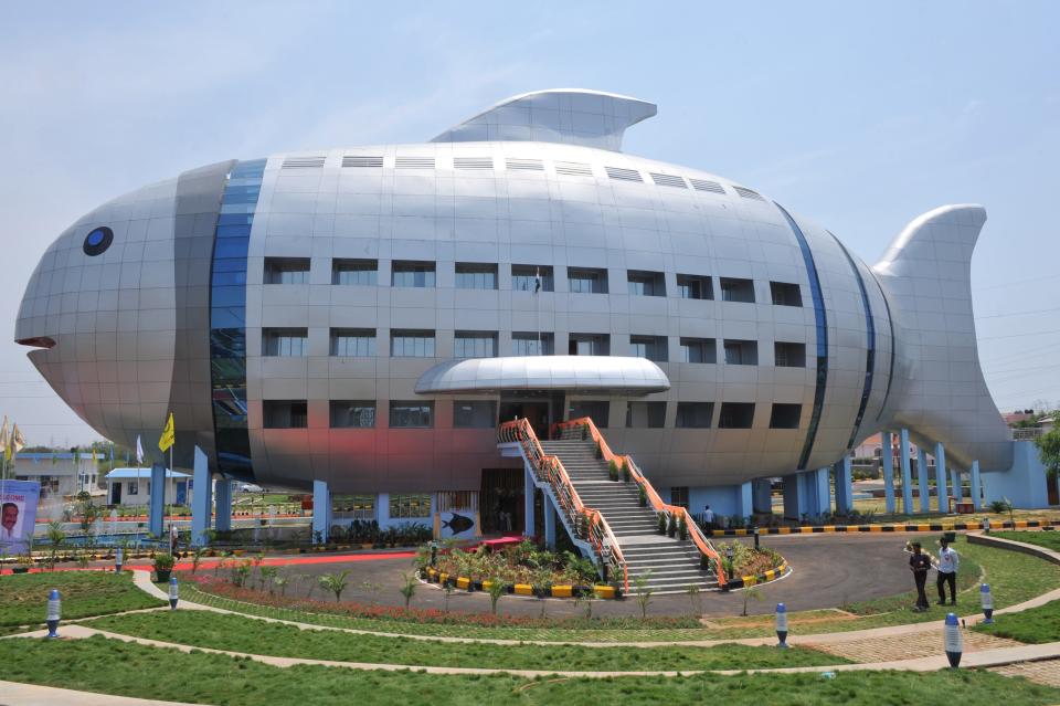 Completed in 2012, the National Fisheries Development Board Building is located in Hyderabad, India, in the southcentral part of the country.