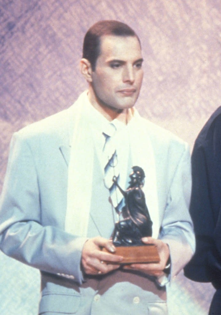 Freddie Mercury at his last public appearance at the BRIT Awards, February 1990.