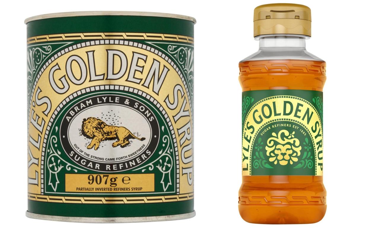 The original green tin with lion and logo is being replaced by more modern artwork