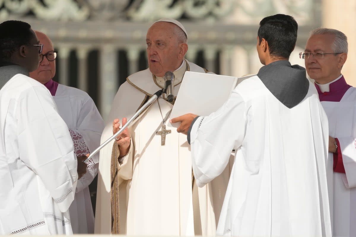 Pope Francis opens the Synod  (AP)