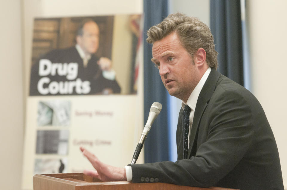 WASHINGTON, DC, UNITED STATES - 2011/10/27: Actor Matthew Perry attends the National Association of Drug Court Professionals; and the House Addiction, Treatment and Recovery Caucus briefing on "Drug Courts and Veterans Treatment Courts: A Proven Budget Solution Serving Our Veterans" on Capitol Hill in Washington D.C. . (Photo by Stephen J. Boitano/LightRocket via Getty Images)