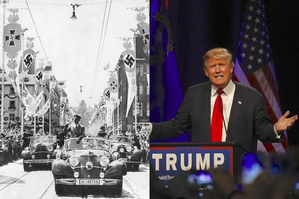 Adolph Hitler Nazi Motorcade Donald J Trump Podium Rally